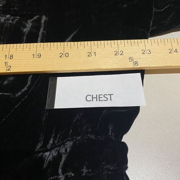 Coldwater Creek Black Velvet Button-Up Dress Shirt L 14-16 Rayon & Silk Striped - Picture 8 of 10